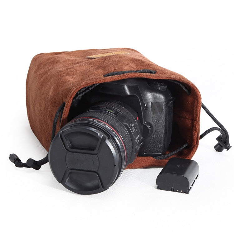 S.C.COTTON Liner Shockproof Digital Protection Portable SLR Lens Bag Micro Single Camera Bag Square Brown M - Lens Bag by S.C.COTTON | Online Shopping South Africa | PMC Jewellery