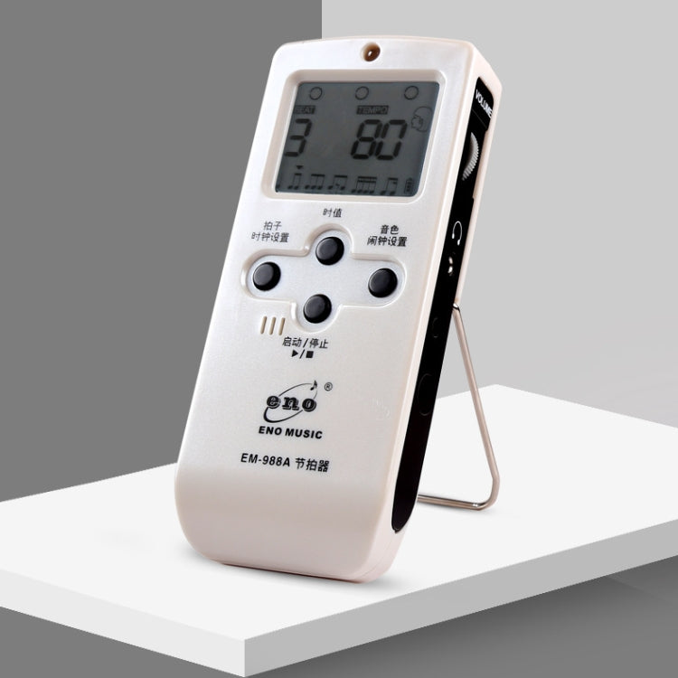 ENO EM-988A Electronic Vocal Rechargeable Metronome For Piano/Guitar/Drum/Guzheng/Violin(White) - Stringed Instruments by PMC Jewellery | Online Shopping South Africa | PMC Jewellery