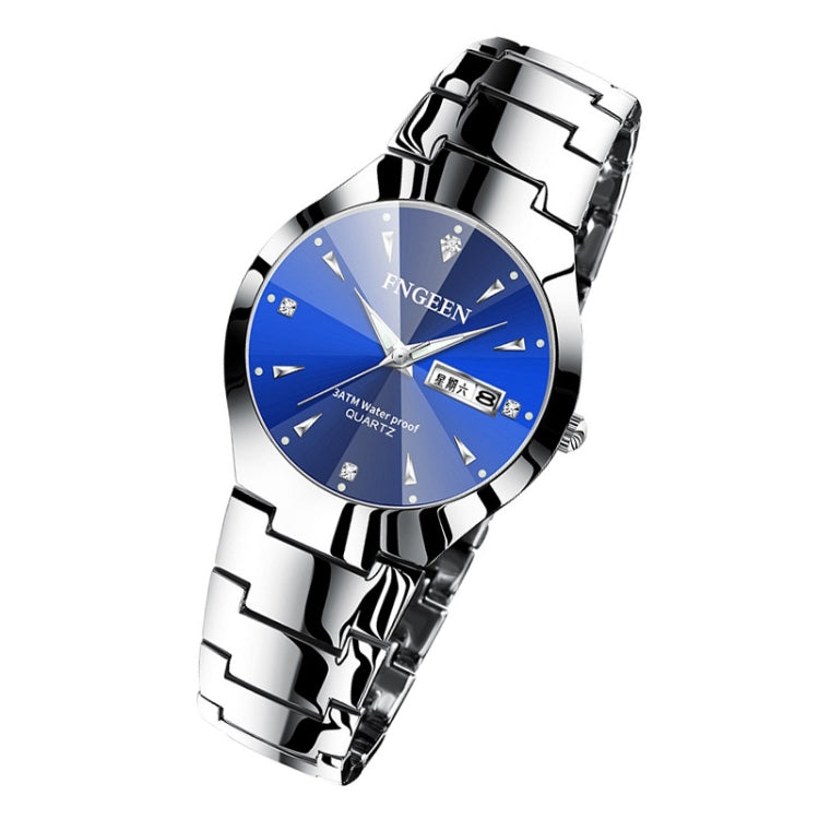 FNGEEN 5808 Men Fashion Steel Strap Quartz Watch Couple Watch(Stainless Steel Blue Surface) - Couple Watches by FNGEEN | Online Shopping South Africa | PMC Jewellery | Buy Now Pay Later Mobicred