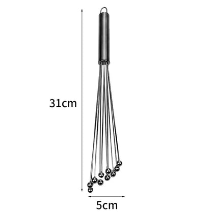2 PCS Manual Whisk Stainless Steel Glass Bead Egg Whisk Kitchen Household Hand-Held Baking Tools Type A 12 Inch - Stirrer & Squeezer by PMC Jewellery | Online Shopping South Africa | PMC Jewellery