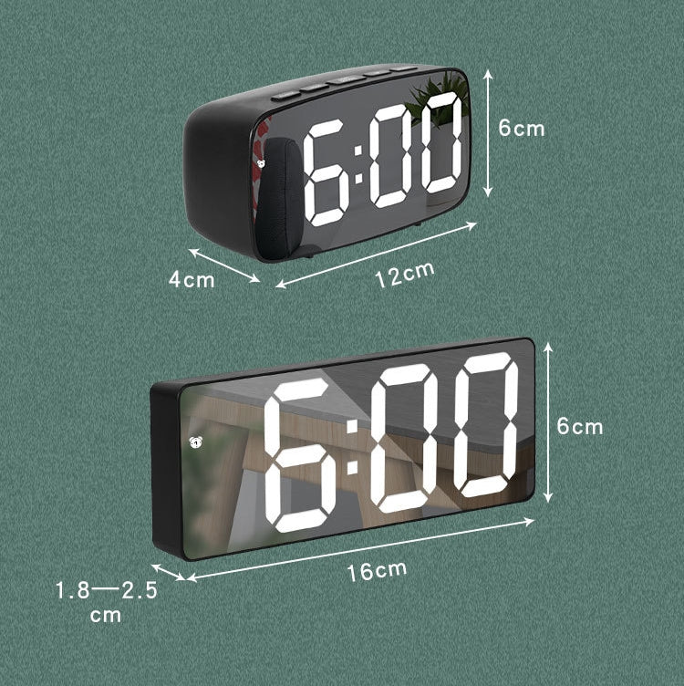 Mirror Bedside Alarm Clock Battery Plug-In Dual-Purpose LED Clock, Colour: Arc-shaped White Shell (Mirror White Light) - Alarm Clocks by PMC TechLife | Online Shopping South Africa | PMC TechLife