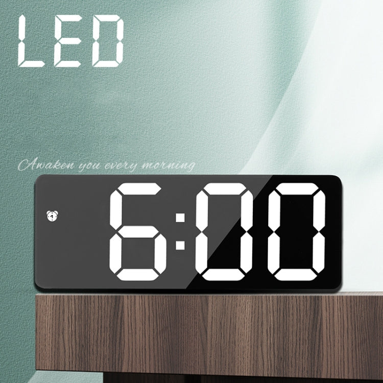 Mirror Bedside Alarm Clock Battery Plug-In Dual-Purpose LED Clock, Colour: Arc-shaped White Shell (Mirror White Light) - Alarm Clocks by PMC TechLife | Online Shopping South Africa | PMC TechLife