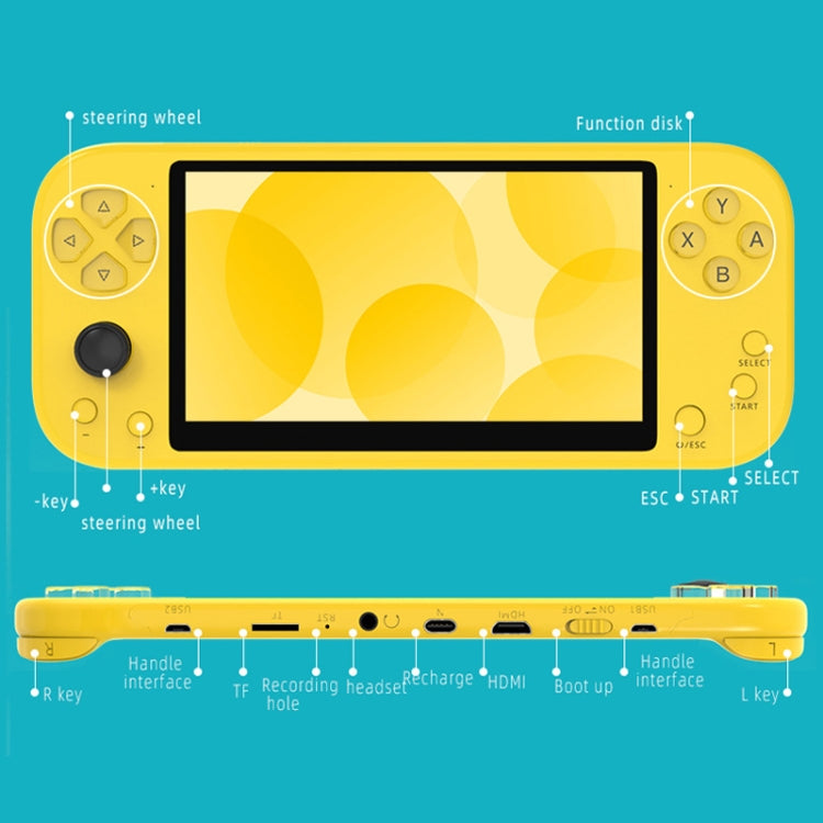 X20 LIFE Classic Games Handheld Game Console with 5.1 inch Screen & 8GB Memory, Support HDMI Output(Yellow) - free shipping - PMC TechLife - Order now!