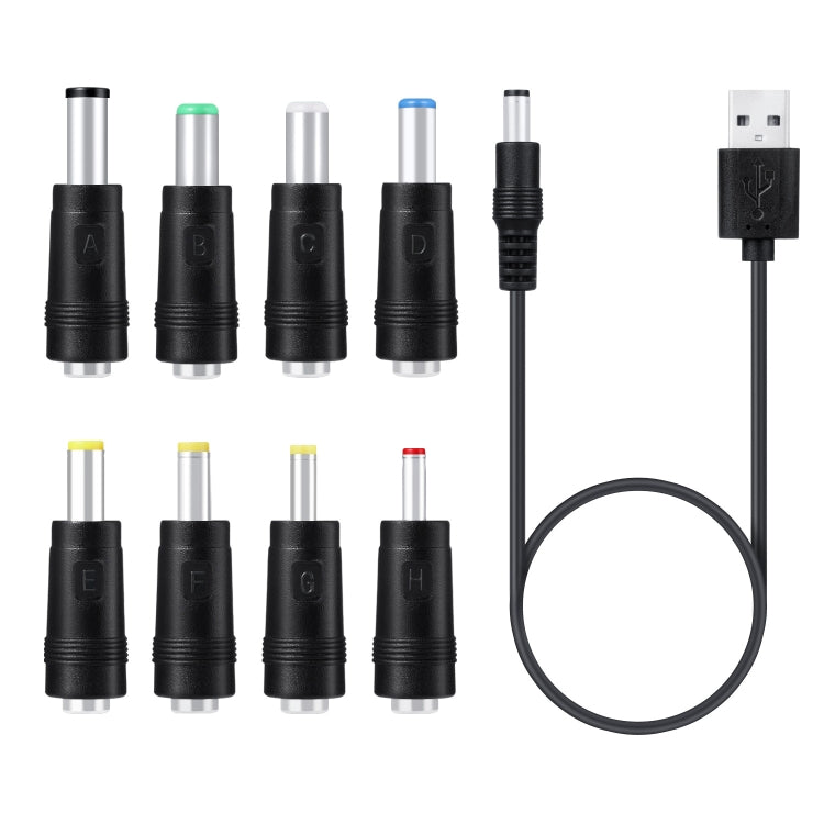 8 In 1 DC Power Cord USB Multi-Function Interchange Plug USB Charging Cable(Black) - Universal Power Adapter by PMC TechLife | Online Shopping South Africa | PMC TechLife