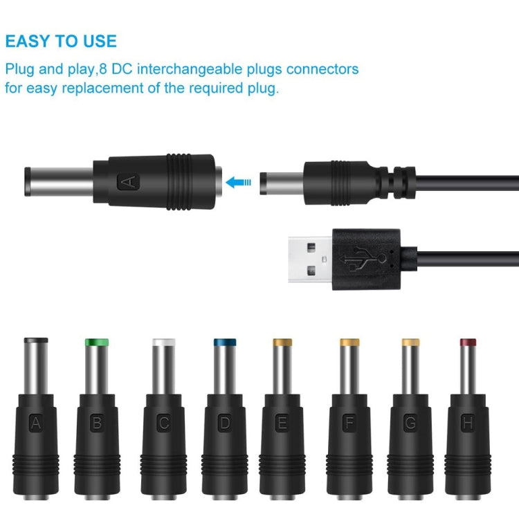 8 In 1 DC Power Cord USB Multi-Function Interchange Plug USB Charging Cable(Black) - Universal Power Adapter by PMC TechLife | Online Shopping South Africa | PMC TechLife