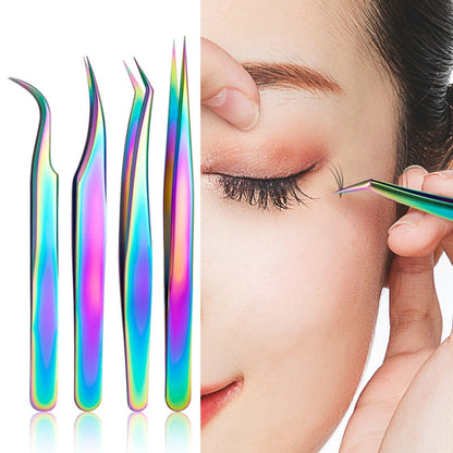 Nail Art Eyelash Tweezers Stainless Steel Colorful High Precision Grafting Eyelash Curler, Specification:  3 PCS Mirror Light Feather Clip - Tools by PMC Jewellery | Online Shopping South Africa | PMC Jewellery