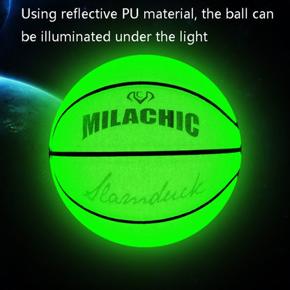 MILACHIC Number 7 Fluorescent Green Holographic Reflective Basketball - Balls by MILACHIC | Online Shopping South Africa | PMC Jewellery