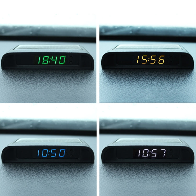 Solar Night Light Car Clock Automotive Electronic Clock Temperature Time+Date+Week+Temperature(White Light) - Clocks & Car Meters by PMC TechLife | Online Shopping South Africa | PMC TechLife | Buy Now Pay Later Mobicred