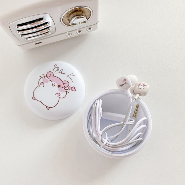 2 Pairs Heavy Bass Wired Headset Mobile Phone Universal Headset with Storage Box & Microphone(White Rat + Storage Box) - In Ear Wired Earphone by PMC Jewellery | Online Shopping South Africa | PMC Jewellery