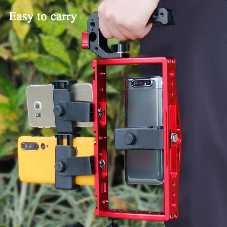 Diving Dual Handheld Grip Bracket Stabilizer Extension Phone Clamp Camera Rig Cage Underwater Case for GoPro HERO9 /8 /7, Colour: Red Bracket + Shutter - Camera Cage by PMC TechLife | Online Shopping South Africa | PMC TechLife