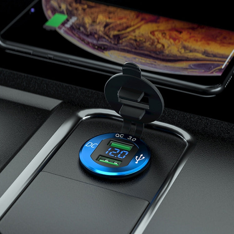 Car Motorcycle Modified USB Charger QC3.0 Metal Waterproof Fast Charge(Red Shell Red Light) - DIY Modified Charger by PMC TechLife | Online Shopping South Africa | PMC TechLife