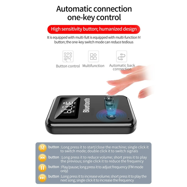 K6 Bluetooth 5.0 Receiver Transmitter 2 In 1 Adapter Computer Speaker Car FM (Black) - Audio Receiver Transmitter by PMC TechLife | Online Shopping South Africa | PMC TechLife