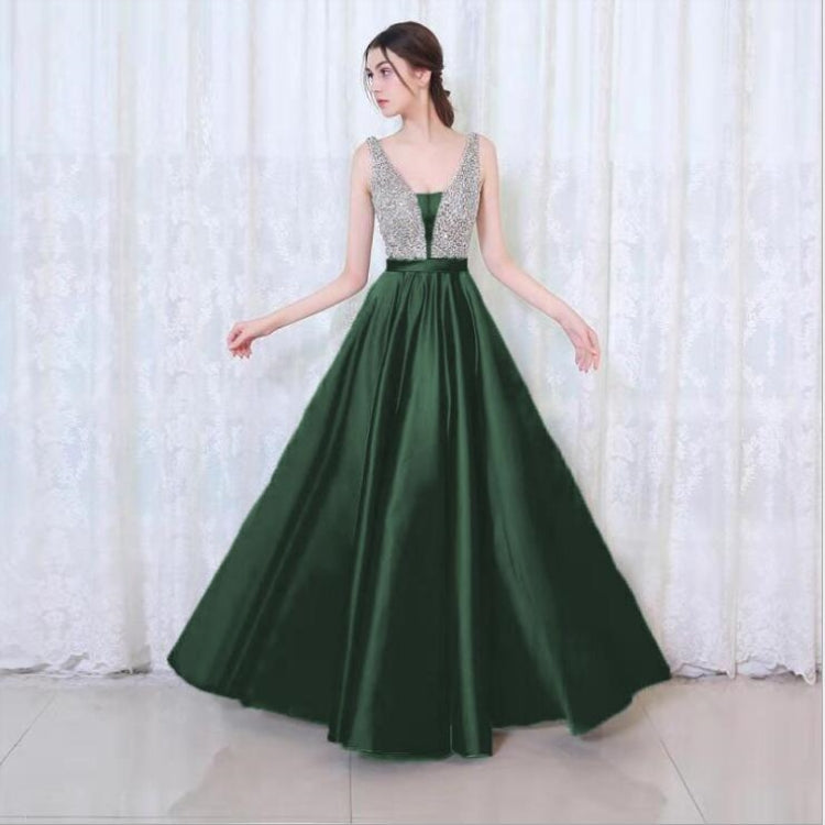 V-neck Sequin Dress Banquet Annual Evening Dress, Size:M(Green) - Evening Dress by PMC Jewellery | Online Shopping South Africa | PMC Jewellery