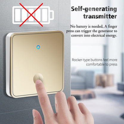 CACAZI FA50 1 For 1 Push-button Self-generating Wireless Doorbell, Plug:AU Plug(Gold) - Wireless Doorbell by CACAZI | Online Shopping South Africa | PMC Jewellery | Buy Now Pay Later Mobicred