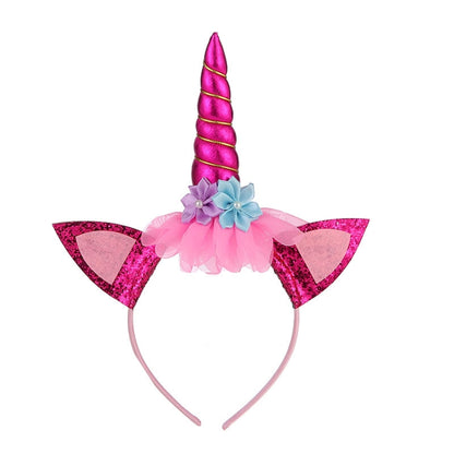 Unicorn Headband Children Birthday Festival Party Hair Accessories(Rose Red 1) - Holiday Decorations by PMC Jewellery | Online Shopping South Africa | PMC Jewellery