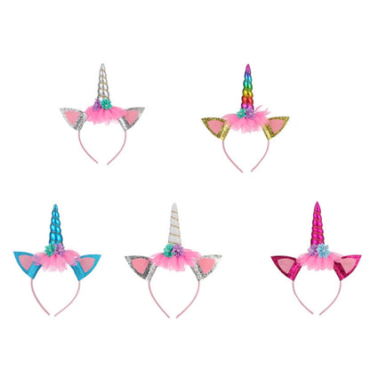 Unicorn Headband Children Birthday Festival Party Hair Accessories(Rose Red 1) - Holiday Decorations by PMC Jewellery | Online Shopping South Africa | PMC Jewellery