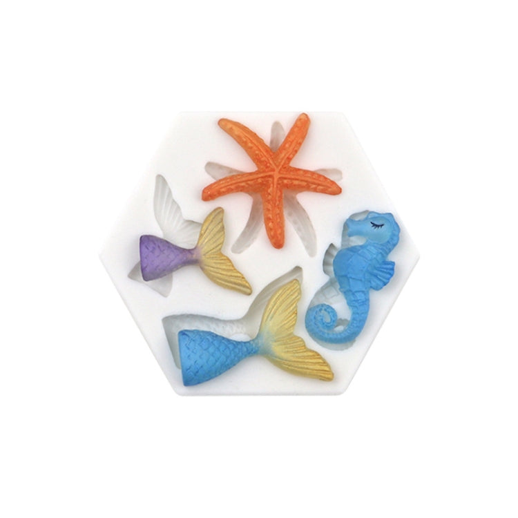 Ocean Series Big And Small Fishtail Starfish Seahorse DIY Baking Liquid Silicone Mold(Gray) - Food Molds by PMC TechLife | Online Shopping South Africa | PMC TechLife | Buy Now Pay Later Mobicred