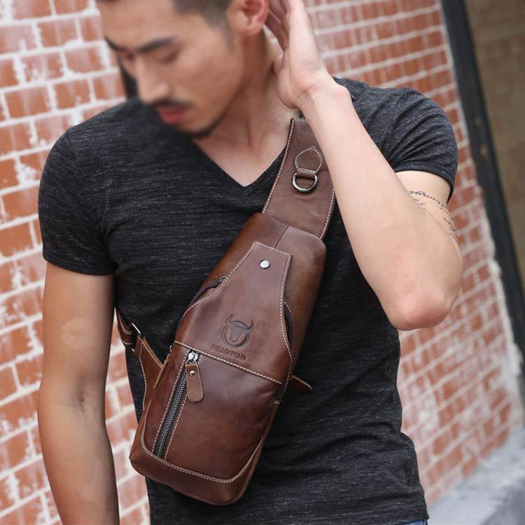 BULL CAPTAIN 019 Retro Men Leather Crossbody Shoulder Bag First-Layer Cowhide Chest Bag, Colour: Gray Brown - Single-shoulder Bags by BULL CAPTAIN | Online Shopping South Africa | PMC Jewellery