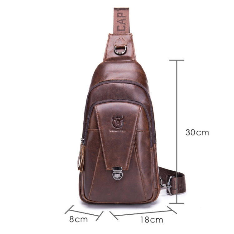 BULL CAPTAIN 110 Men Leather Shoulder Bag Cowhide Leather Multi-Function Chest Bag(Black) - Single-shoulder Bags by BULL CAPTAIN | Online Shopping South Africa | PMC TechLife | Buy Now Pay Later Mobicred