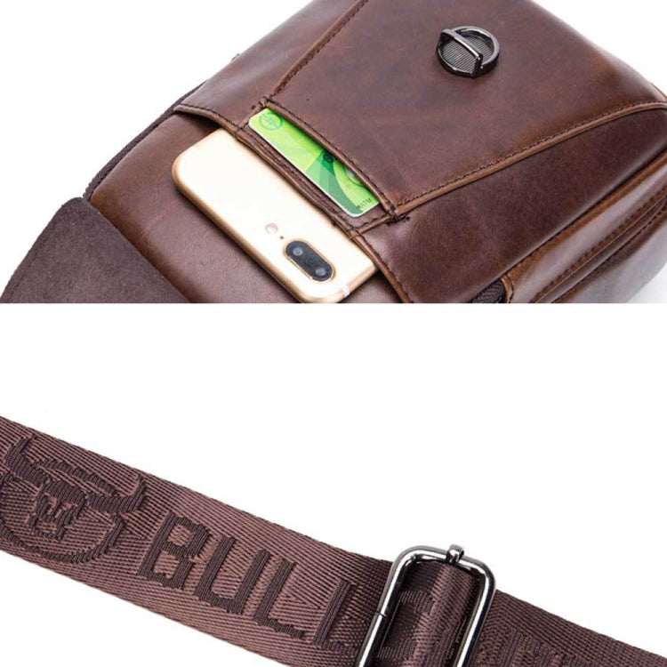 BULL CAPTAIN 110 Men Leather Shoulder Bag Cowhide Leather Multi-Function Chest Bag(Black) - Single-shoulder Bags by BULL CAPTAIN | Online Shopping South Africa | PMC TechLife | Buy Now Pay Later Mobicred