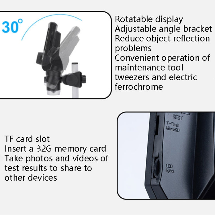 G1000 Digital Microscope HD Mobile Phone Repair Electron Microscope, Specification: Aluminum Plastic Bracket - free shipping - PMC TechLife - Order now!