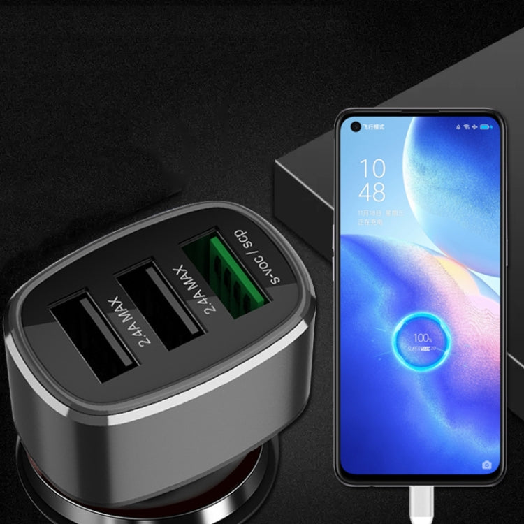 Three USB Ports Car Fast Charging Charger For Huawei/For OPPO/VIVO/OnePlus And Other Flash Charging, Model: GT680 Gray - Car Charger by PMC Jewellery | Online Shopping South Africa | PMC Jewellery