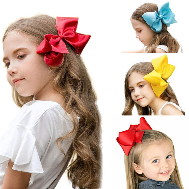 5 PCS 6 Inch Colorful Kids Girls Big Solid Ribbon Hair Bow Clips(38) - Head Bands by PMC Jewellery | Online Shopping South Africa | PMC Jewellery