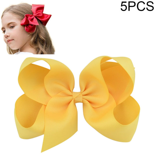 5 PCS 6 Inch Colorful Kids Girls Big Solid Ribbon Hair Bow Clips(40) - Head Bands by PMC Jewellery | Online Shopping South Africa | PMC Jewellery