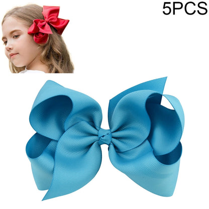 5 PCS 6 Inch Colorful Kids Girls Big Solid Ribbon Hair Bow Clips(7) - Head Bands by PMC Jewellery | Online Shopping South Africa | PMC Jewellery