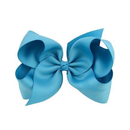 5 PCS 6 Inch Colorful Kids Girls Big Solid Ribbon Hair Bow Clips(7) - Head Bands by PMC Jewellery | Online Shopping South Africa | PMC Jewellery