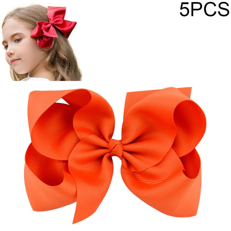 5 PCS 6 Inch Colorful Kids Girls Big Solid Ribbon Hair Bow Clips(31) - Head Bands by PMC Jewellery | Online Shopping South Africa | PMC Jewellery