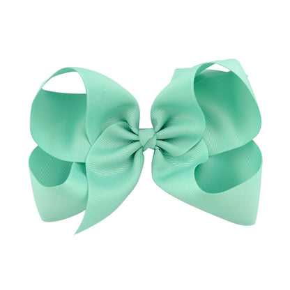 5 PCS 6 Inch Colorful Kids Girls Big Solid Ribbon Hair Bow Clips(34) - Head Bands by PMC Jewellery | Online Shopping South Africa | PMC Jewellery