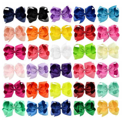 5 PCS 6 Inch Colorful Kids Girls Big Solid Ribbon Hair Bow Clips(37) - Head Bands by PMC Jewellery | Online Shopping South Africa | PMC Jewellery