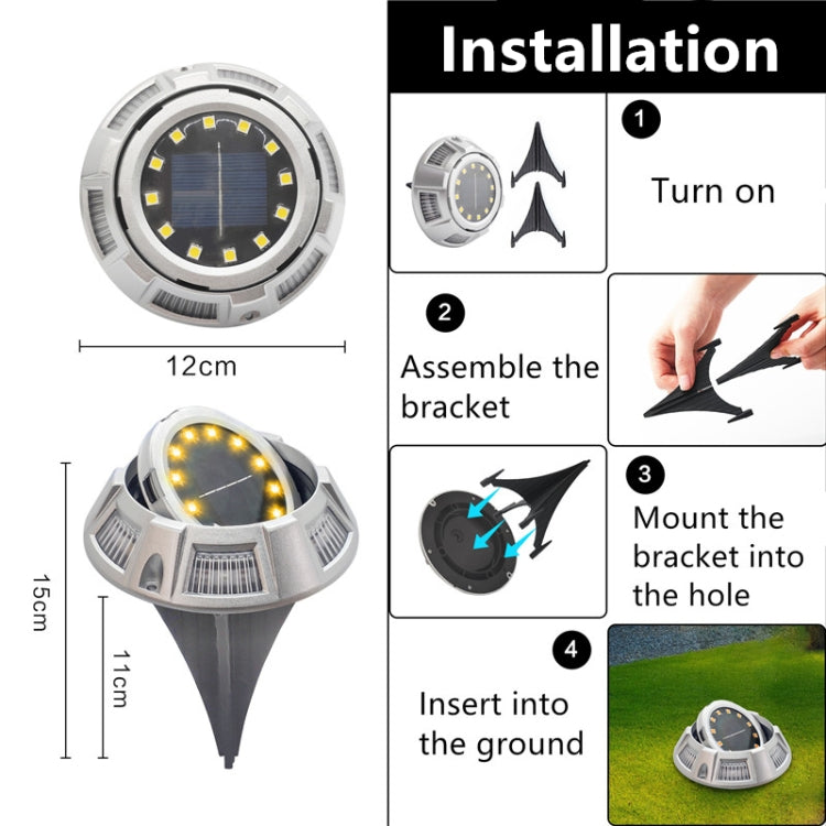 Outdoor Solar Underground Lamp Rotating Buried Lawn Lamp , Spec: 12 LEDs White+Blue Light (Aluminum Shell) - Buried Lights by PMC TechLife | Online Shopping South Africa | PMC TechLife