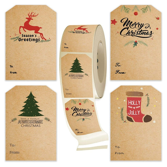 LG-210720-7050-008 Christmas Tree Kraft Paper Sticker Holiday Decoration Self-Adhesive Gift Tag, Size: 75x50mm(Cowhide Color) - Stickers by PMC Jewellery | Online Shopping South Africa | PMC Jewellery