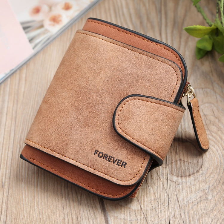 Vintage Nubuck Leather Ladies Wallet Short Type Multi-Card Coin Purse Clutch(Brown) - Wallets by PMC Jewellery | Online Shopping South Africa | PMC Jewellery
