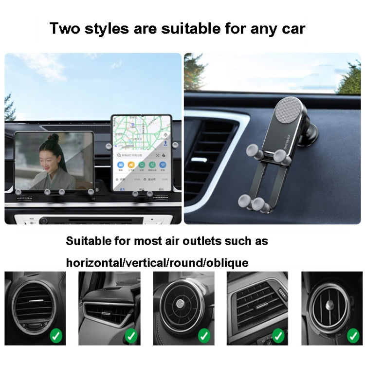 Oatsbasf Car Gravity Metal Bracket Scalable and Stable Mobile Phone Bracket Folding Screen Mobile Phone Exclusive Car Bracket(Outlet Black) - Universal Car Holders by Oatsbasf | Online Shopping South Africa | PMC Jewellery | Buy Now Pay Later Mobicred