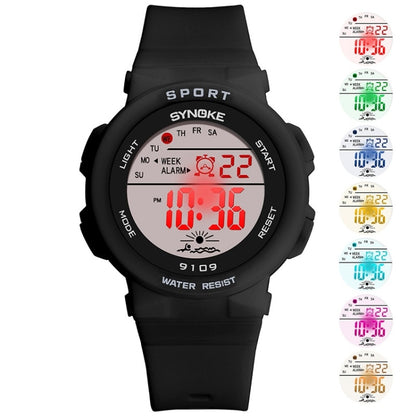 SYNOKE 9109 Student Multifunctional Waterproof Colorful Luminous Electronic Watch(Black) - Silicone Strap Watches by SYNOKE | Online Shopping South Africa | PMC Jewellery | Buy Now Pay Later Mobicred