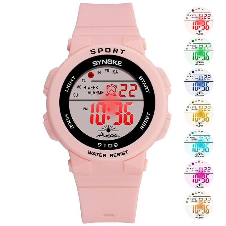 SYNOKE 9109 Student Multifunctional Waterproof Colorful Luminous Electronic Watch(Pink) - Silicone Strap Watches by SYNOKE | Online Shopping South Africa | PMC Jewellery | Buy Now Pay Later Mobicred