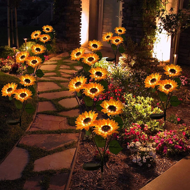 Solar Sunflower Decoration Light LED Garden Lawn Landscape Light, Specification: Three Heads - With Solar Panel by PMC Jewellery | Online Shopping South Africa | PMC Jewellery