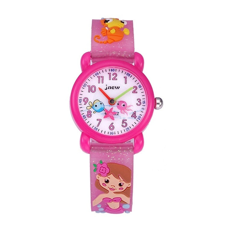 JNEW A335-86261 Children 3D Silicone Cartoon Mermaid Waterproof Quartz Watch(Red) - Cartoon Watches by JNEW | Online Shopping South Africa | PMC Jewellery | Buy Now Pay Later Mobicred