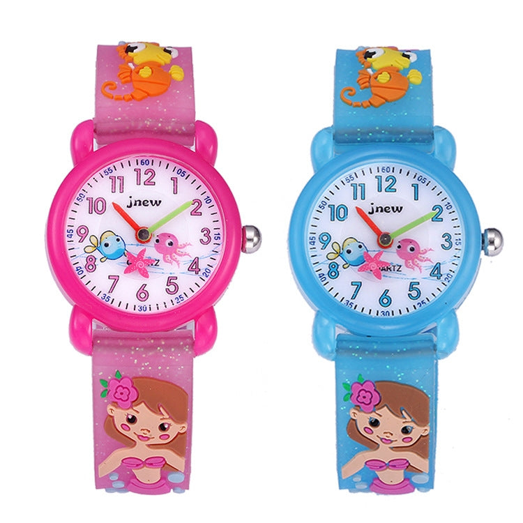 JNEW A335-86261 Children 3D Silicone Cartoon Mermaid Waterproof Quartz Watch(Red) - Cartoon Watches by JNEW | Online Shopping South Africa | PMC Jewellery | Buy Now Pay Later Mobicred