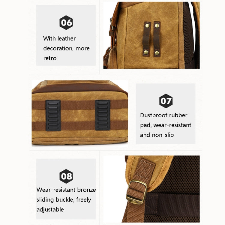K-86 Casual Shoulder Camera Bag Contrast Waterproof Batik Canvas Single Digital Camera Photo Backpack(Khaki) - Backpack by PMC TechLife | Online Shopping South Africa | PMC TechLife
