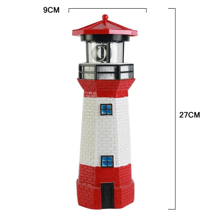 Outdoor Garden Decoration Solar Lighthouse Resin LED Revolving Light(Black White) - With Solar Panel by PMC Jewellery | Online Shopping South Africa | PMC Jewellery