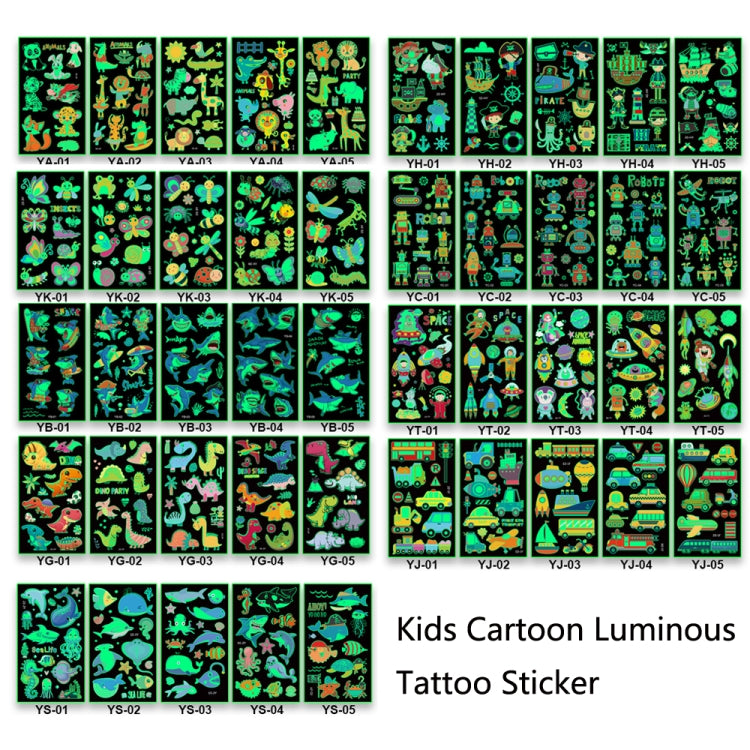 20 PCS Y01-05 Kids Cartoon Luminous Tattoo Sticker Waterproof And Sweat Proof Party Activity Face Sticker(Insect) - Sticker by PMC Jewellery | Online Shopping South Africa | PMC Jewellery