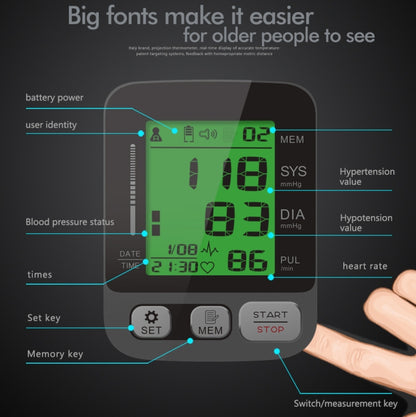 JZ-256A Tri-Color Backlight Automatic Upper Arm Sphygmomanometer Home Electronic Sphygmomanometer, Specification: 22-32cm(Voice Broadcast) - Sphygmomanometer by PMC Jewellery | Online Shopping South Africa | PMC Jewellery