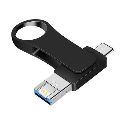 32GB USB 3.0 + 8 Pin + USB-C / Type-C 3 in 1 Mobile Computer Metal U-Disk(Black) - U Disk & Card Reader by PMC Jewellery | Online Shopping South Africa | PMC Jewellery