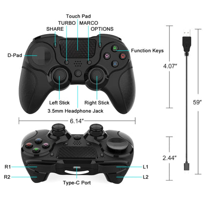 MB-P913 PC Six-Axis Somatosensory Back Key Programming Dual Vibration Bluetooth Gamepad For PS4 Pro(Black White) - Gamepads by PMC Jewellery | Online Shopping South Africa | PMC Jewellery