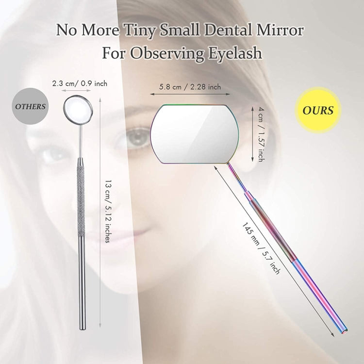 3 PCS Eyelash Extension Handheld Inspection Mirror Rectangular Lens Anti-Warping Root Anti-Fog Mirror Eyelash Mirror, Color Classification: Silver - Mirror by PMC Jewellery | Online Shopping South Africa | PMC Jewellery