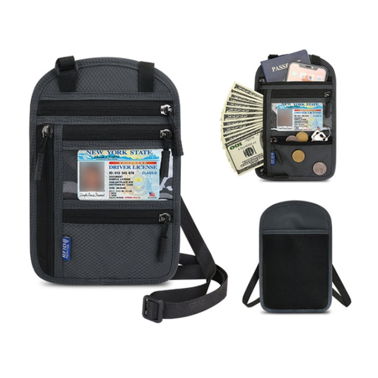 RFID Multi-Function Halter Passport Bag Certificate Protection Cover(Dark Gray) - Card & Passport Bags by PMC TechLife | Online Shopping South Africa | PMC TechLife | Buy Now Pay Later Mobicred